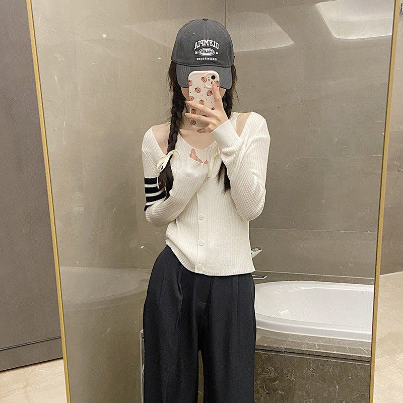 2025 Fake two piece sweater