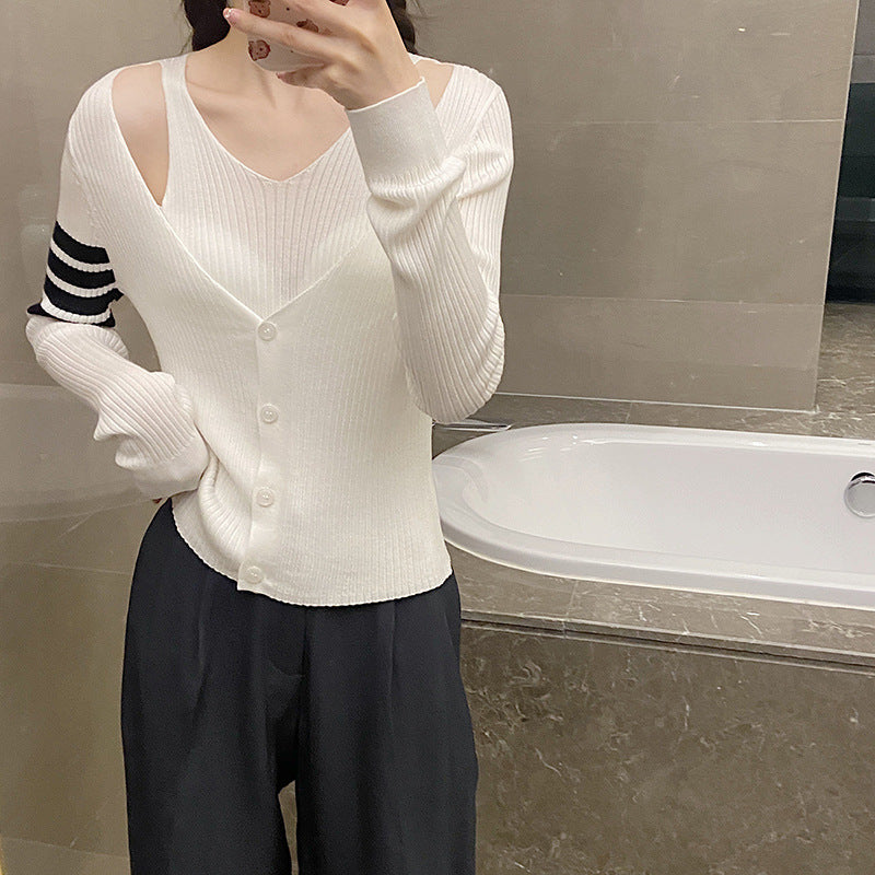 2025 Fake two piece sweater