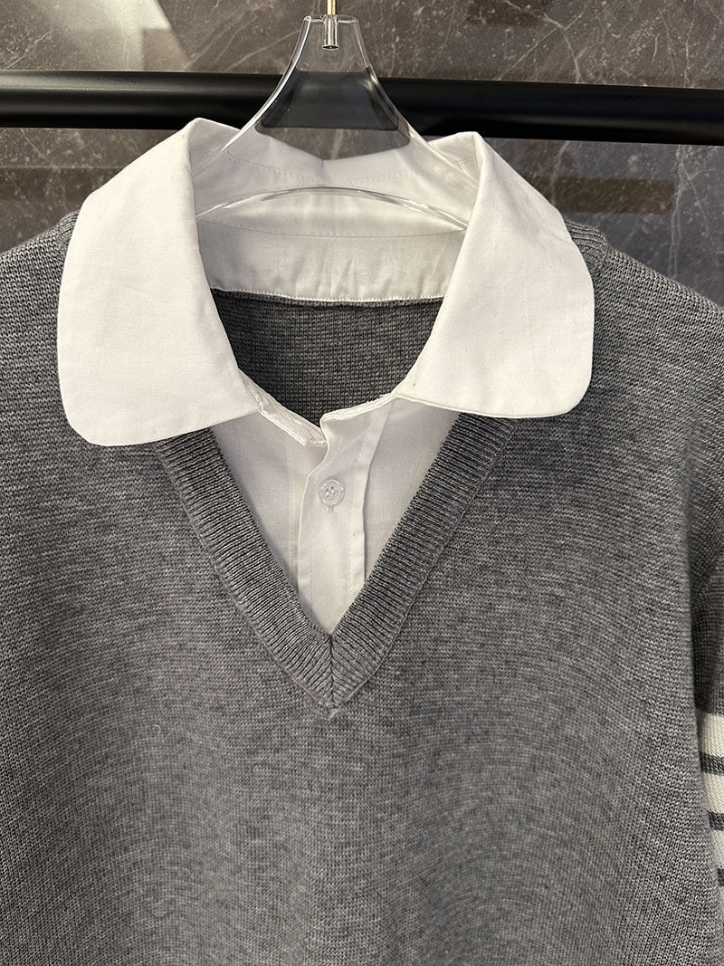 2025 Fake two piece sweater