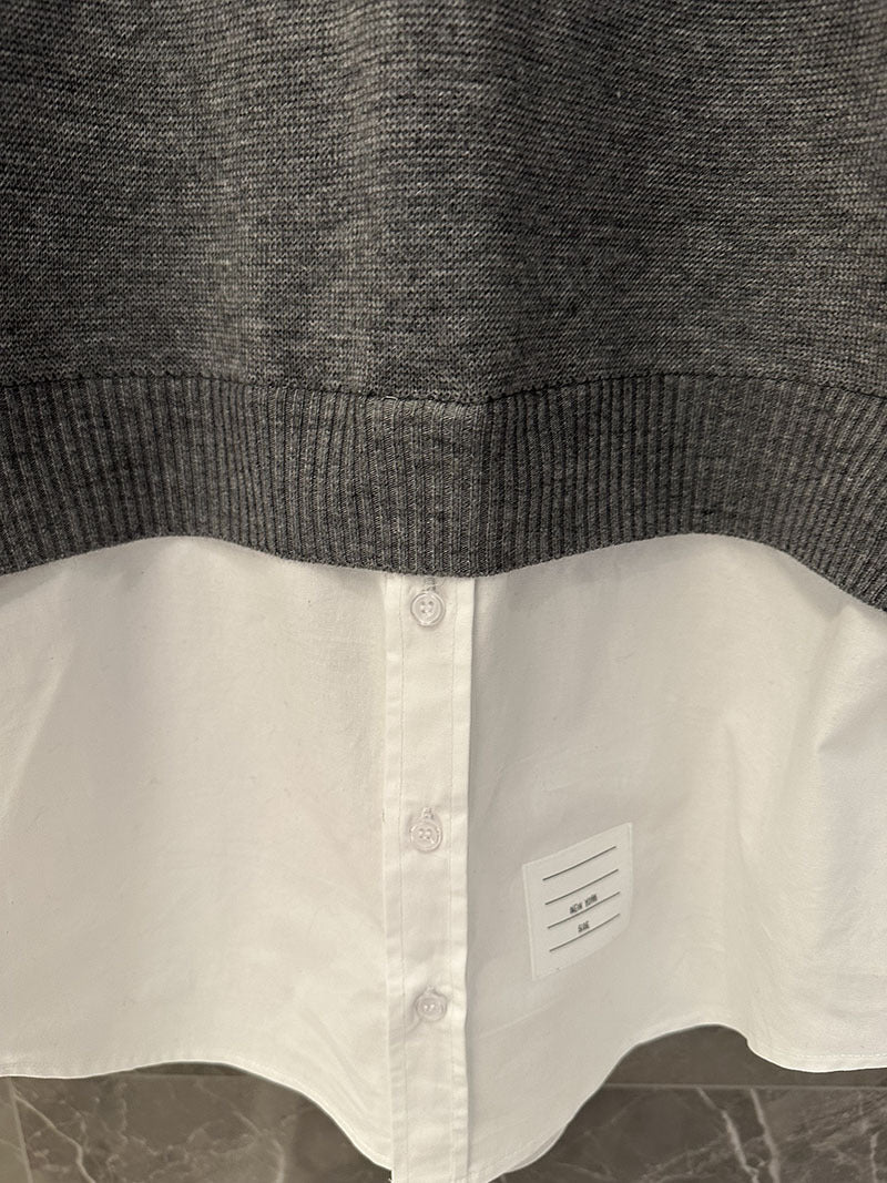 2025 Fake two piece sweater