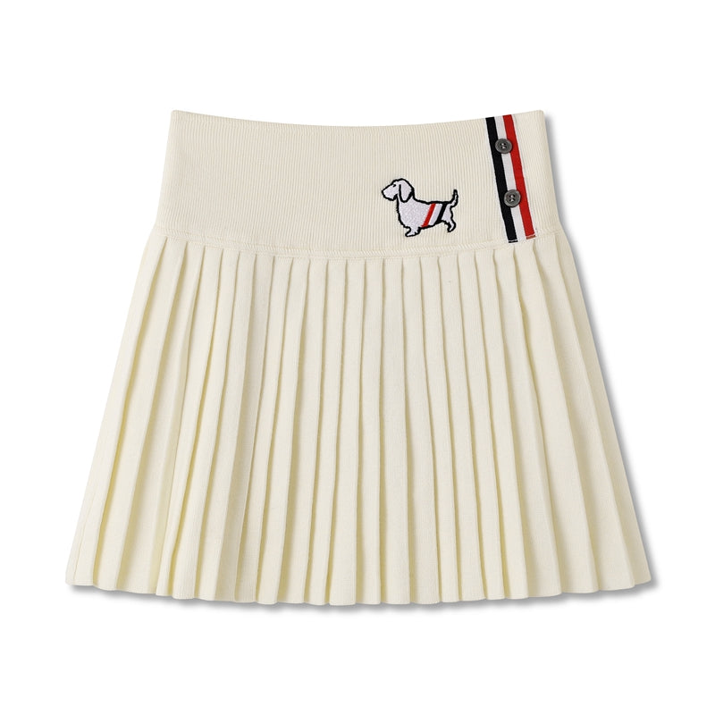 2025 Puppy Knitted Pleated Skirt