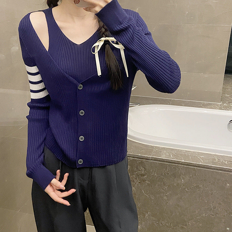 2025 Fake two piece sweater