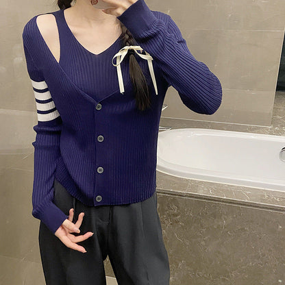 2025 Fake two piece sweater
