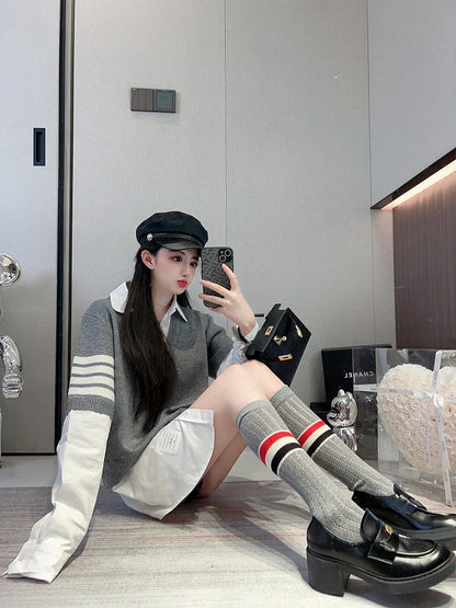 2025 Fake two piece sweater