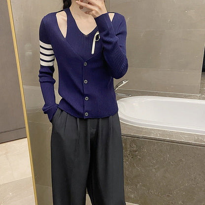 2025 Fake two piece sweater
