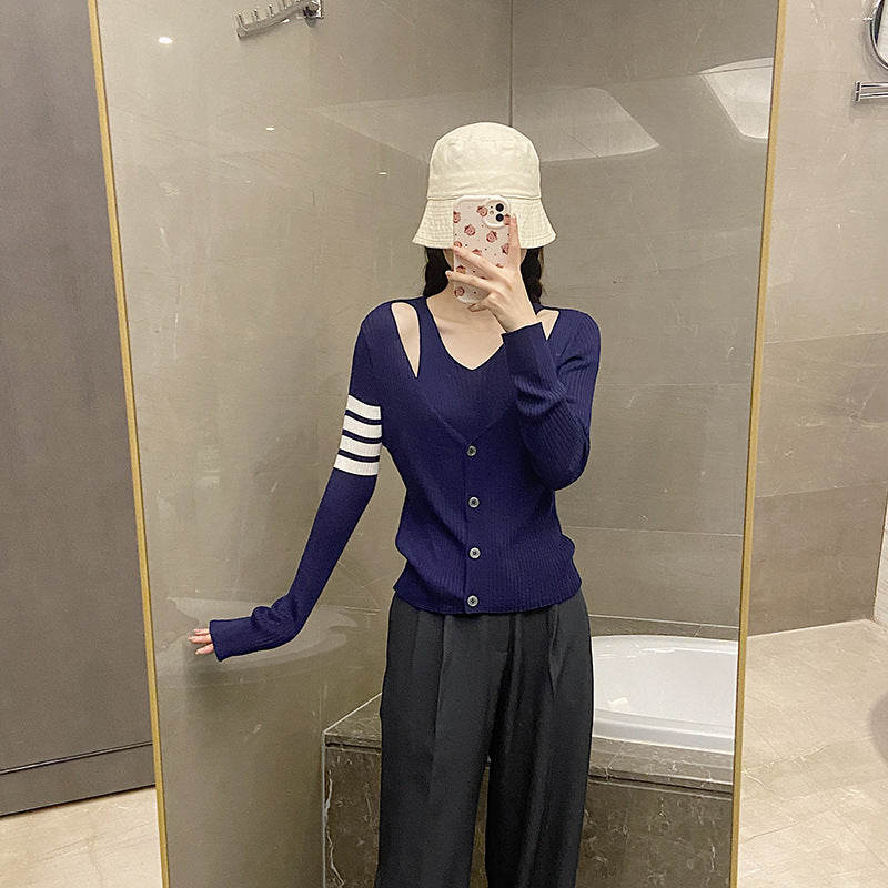 2025 Fake two piece sweater