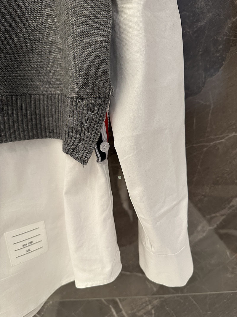 2025 Fake two piece sweater