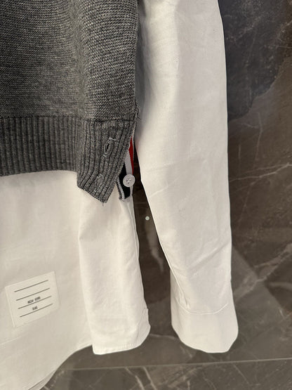 2025 Fake two piece sweater